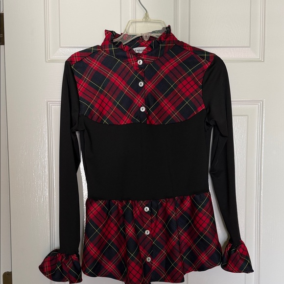 Plaid Ruffle Button-Up Blouse - Picture 1 of 5